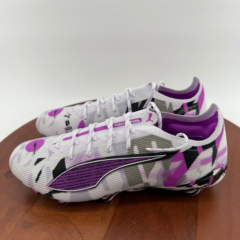 Puma Ultra Ultimate FG/AG Soccer Cleats White Purple Black 108410-01 Men 8 - Picture 2 of 11